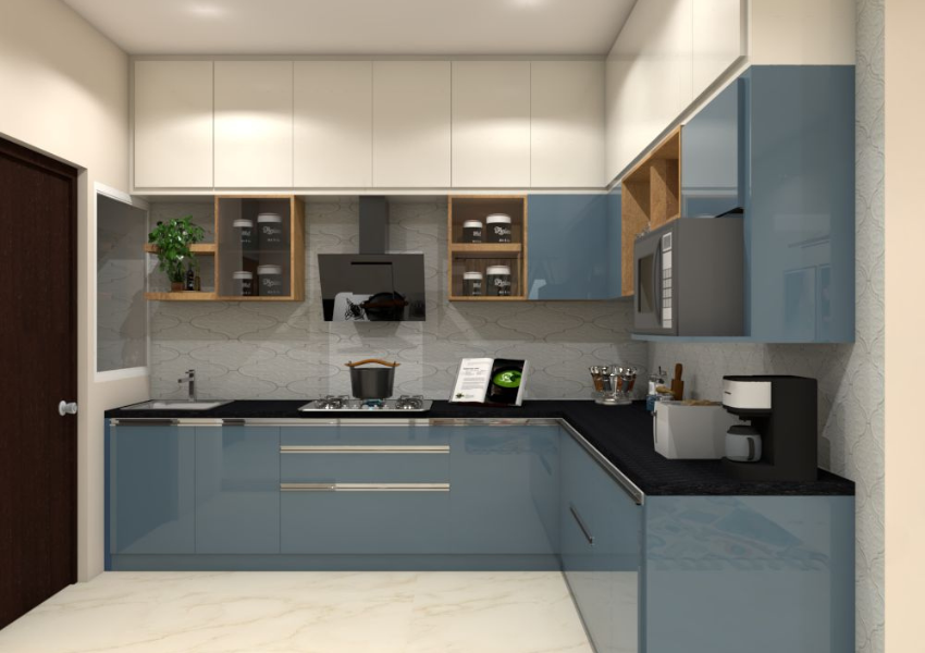 Modern modular kitchen design in Lucknow by Kaizen Interio with premium cabinets and smart storage