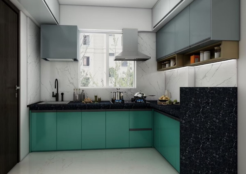 Luxury modular kitchen in Lucknow with high-gloss finish designed by top kitchen experts